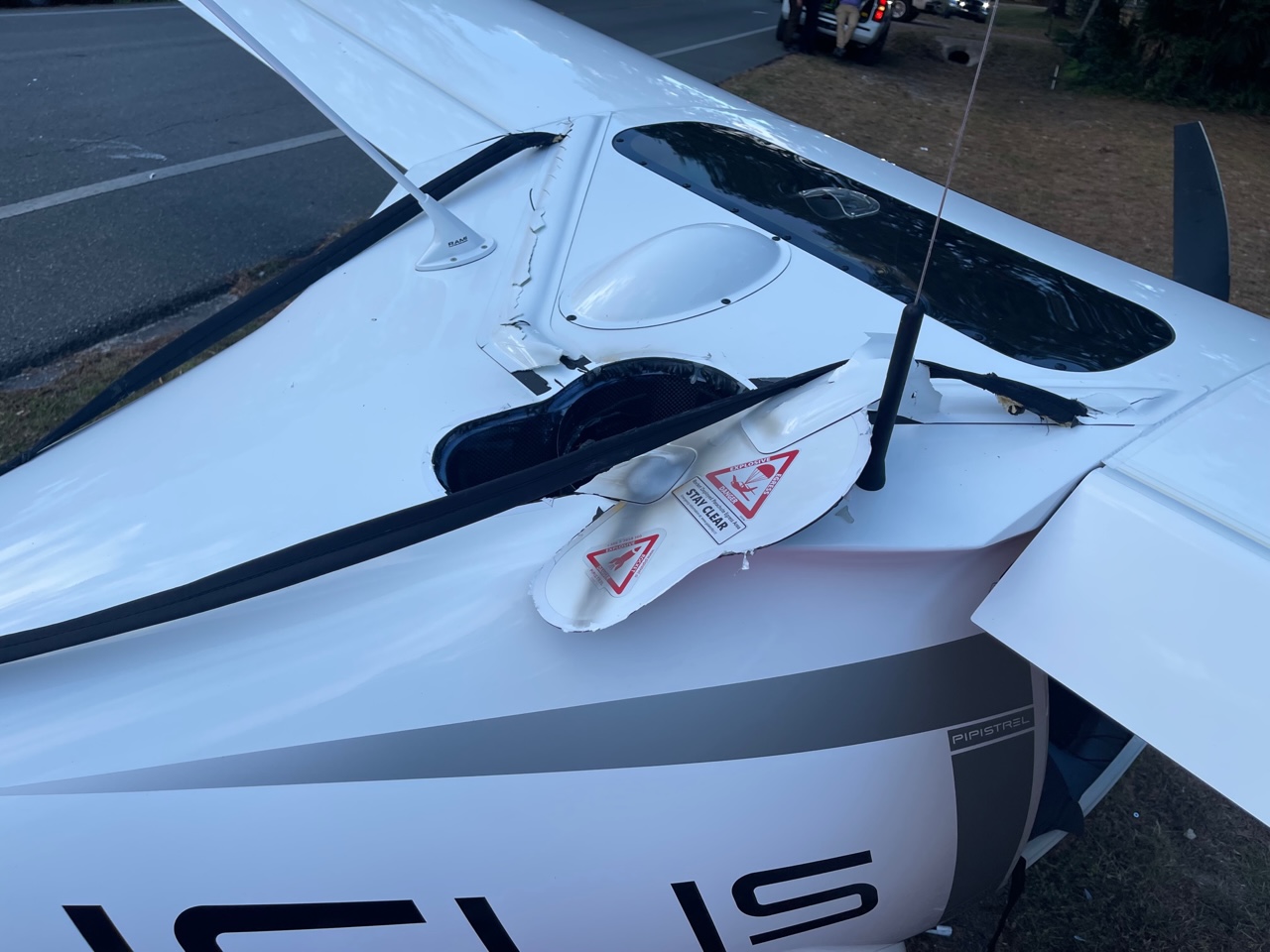 Warning label indicating the rocket's location.