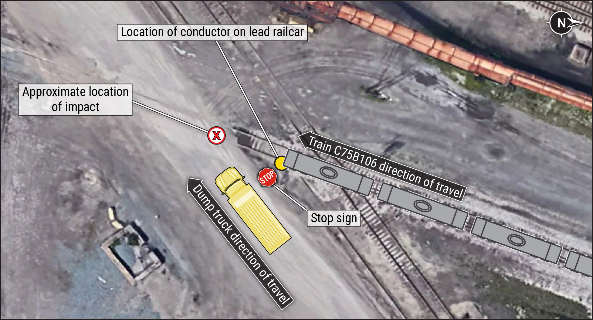 A satellite view of the accident scene.