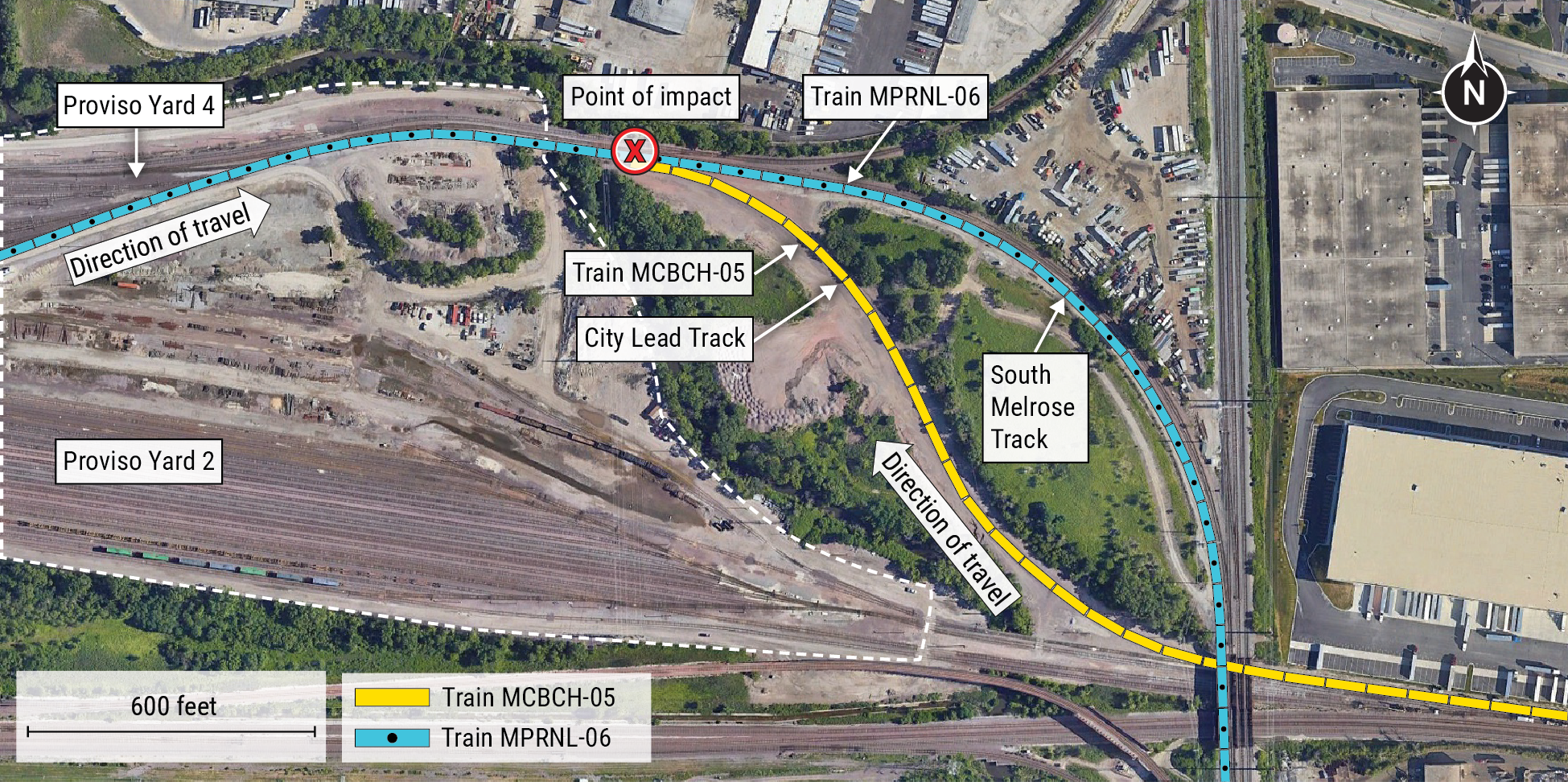 An aerial view of the accident site.