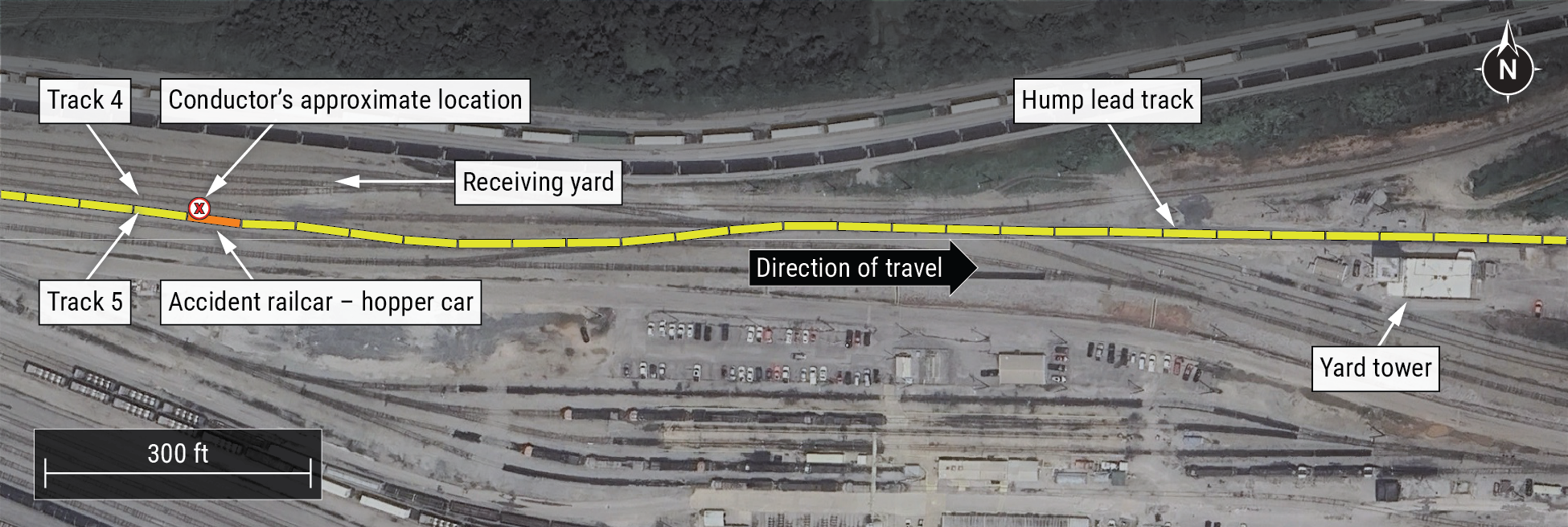 Overhead view of the accident site